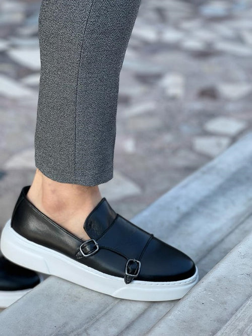 Sardinelli Cadiz Double Monk Strap Black Casual Shoes