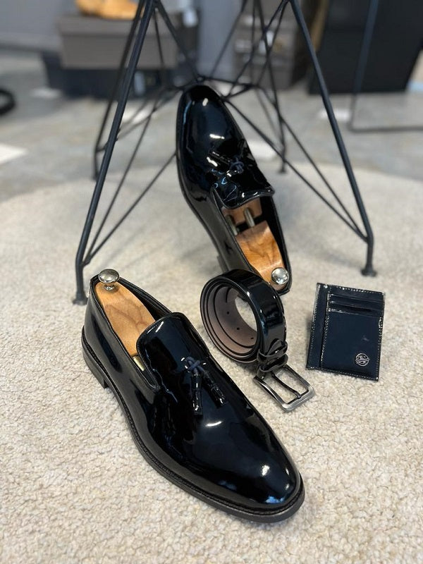 Sardinelli Cadiz Tassel Black Patent Leather Loafers