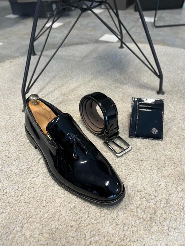 Sardinelli Cadiz Tassel Black Patent Leather Loafers