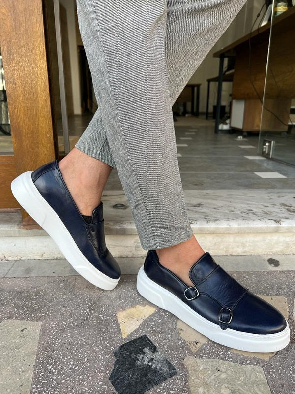 Sardinelli Cadiz Navy Blue Casual Monk Strap Shoes