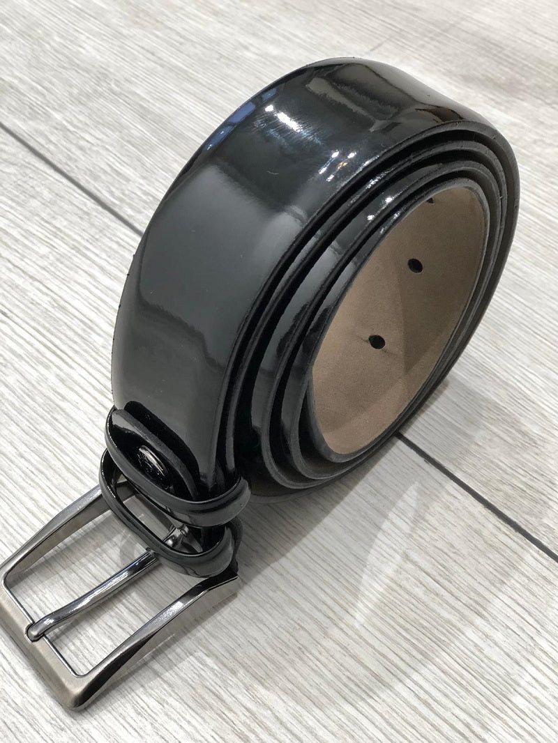 Sardinelli Catania Patent Leather Belt – Black