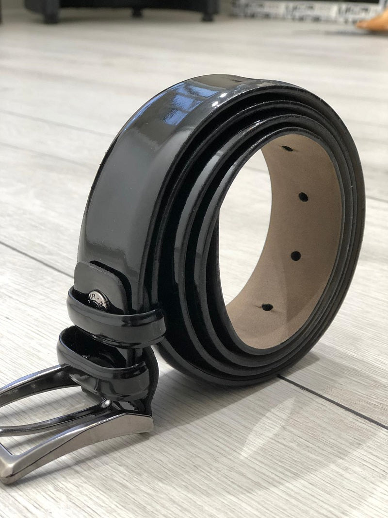 Sardinelli Catania Patent Leather Belt – Black