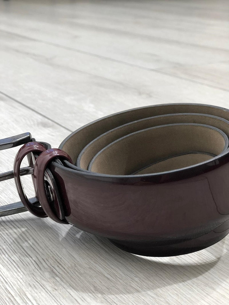 Sardinelli Catania Patent Leather Belt – Claret Red