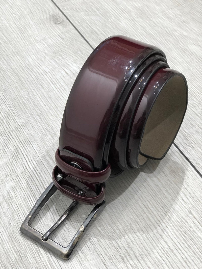 Sardinelli Catania Patent Leather Belt – Claret Red