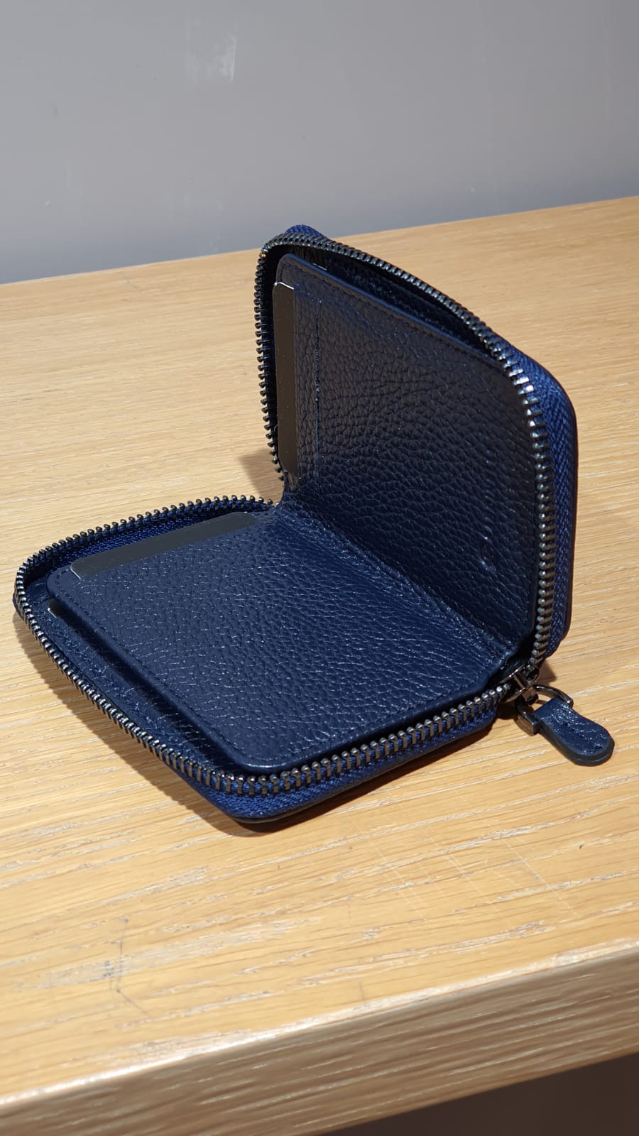 Sardinelli Charlotte Blue Zippered Leather Wallet