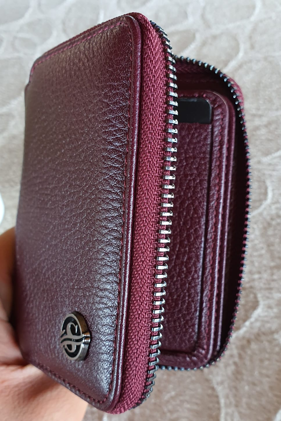 Sardinelli Charlotte Burgundy Zippered Leather Wallet
