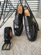 Sardinelli Florence Black Double Monk Strap Loafers