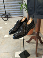 Sardinelli Florence Black Double Monk Strap Shoes