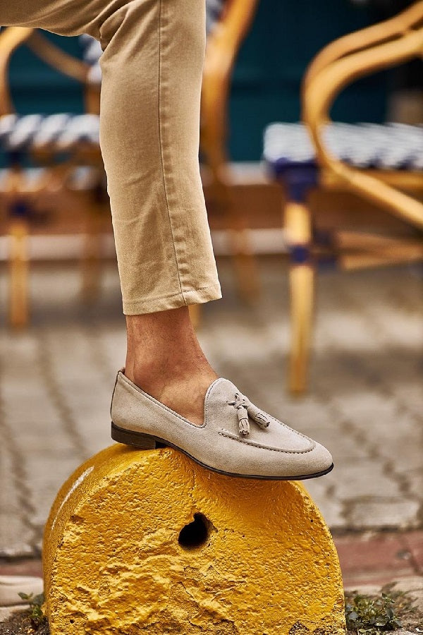 Sardinelli Forli Beige Suede Tassel Loafers