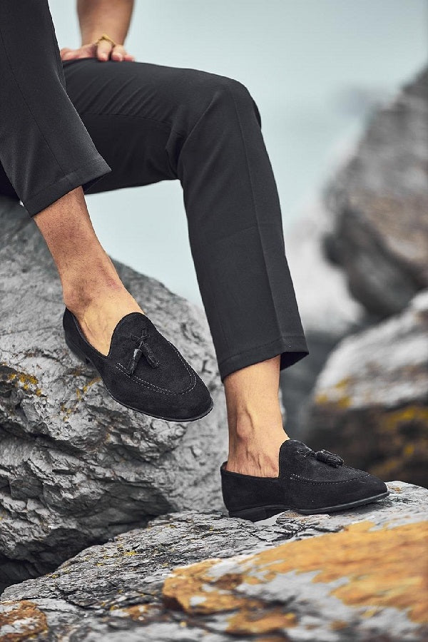 Sardinelli Forli Black Suede Tassel Loafers