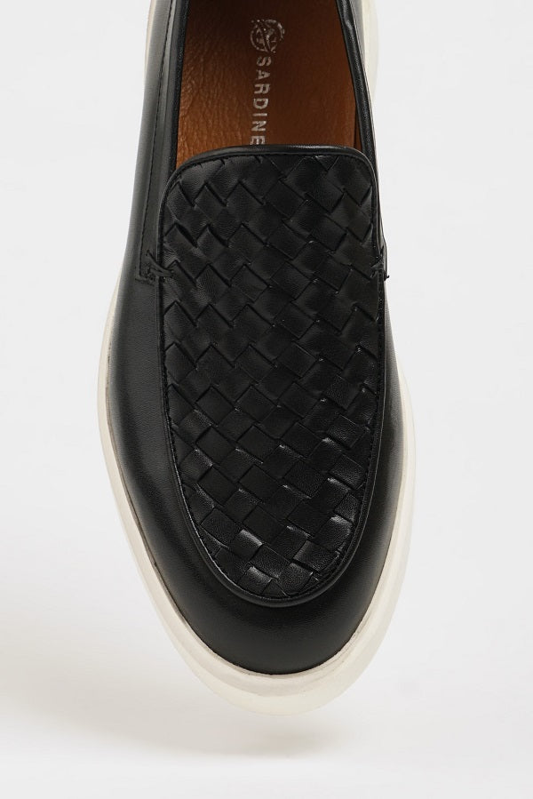 Sardinelli Forli Black Woven Pattern Loafers