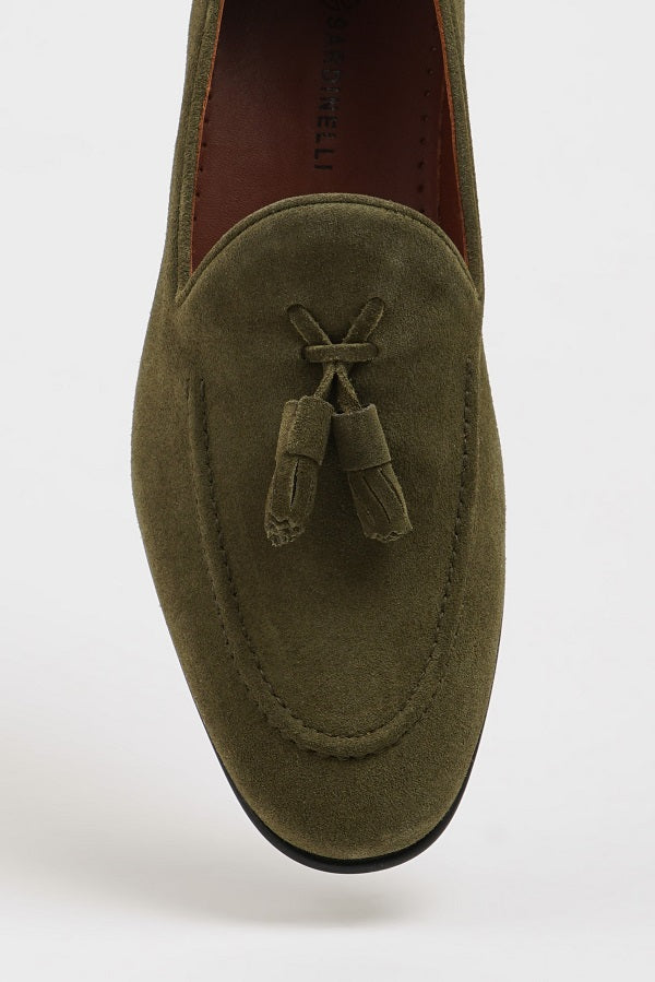 Sardinelli Forli Khaki Suede Tassel Loafers