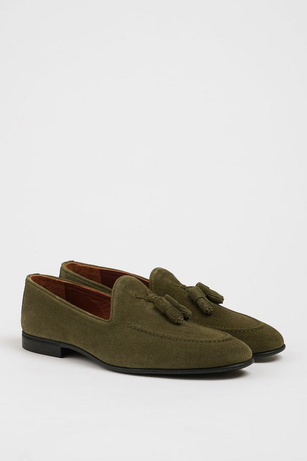 Sardinelli Forli Khaki Suede Tassel Loafers
