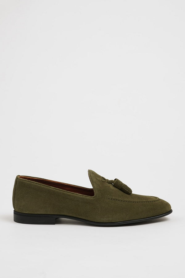 Sardinelli Forli Khaki Suede Tassel Loafers