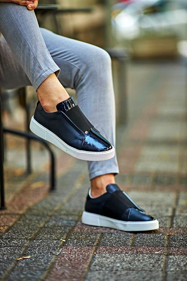 Navy Blue Laceless Slip On Sneakers 43