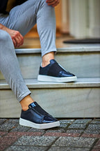 Sardinelli Forli Navy Blue Laceless Slip On Sneakers