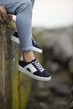 Sardinelli Forli Navy Blue Suede Mid Top Sneakers