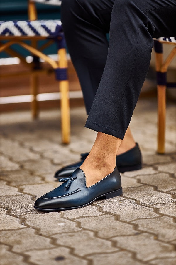 Navy Tassel Loafers for Men 42 Navy Tassel Loafers for Men 42