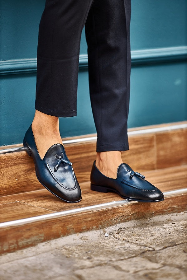 Navy Tassel Loafers for Men 42 Navy Tassel Loafers for Men 42