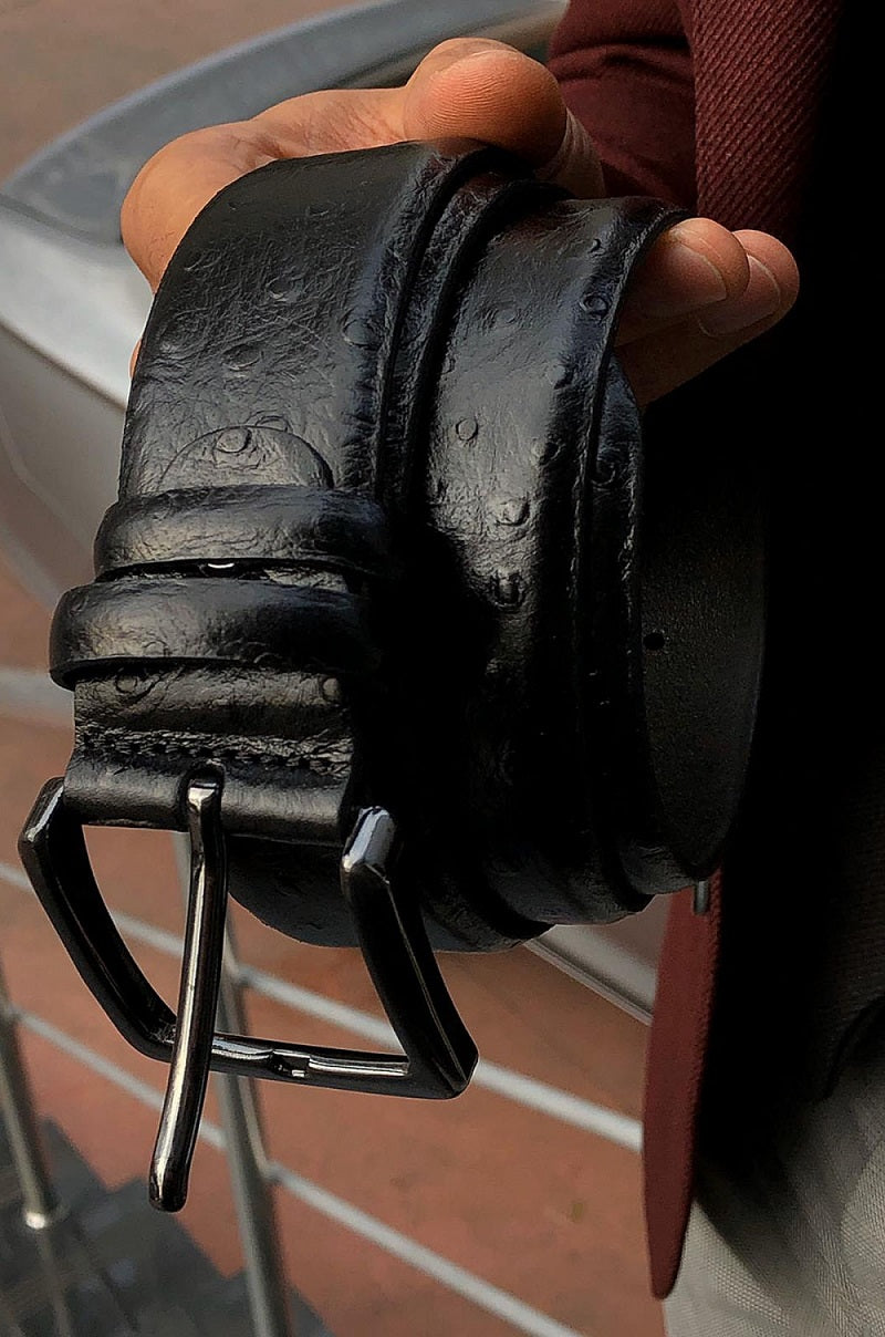 Sardinelli Genoa Embossed Leather Belt – Black