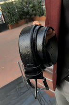 Sardinelli Genoa Embossed Leather Belt – Black