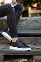 Sardinelli Lecce Black Laceless Woven Slip-On Sneakers