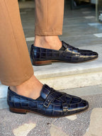 Sardinelli Malaga Navy Blue Double Monk Strap Loafers
