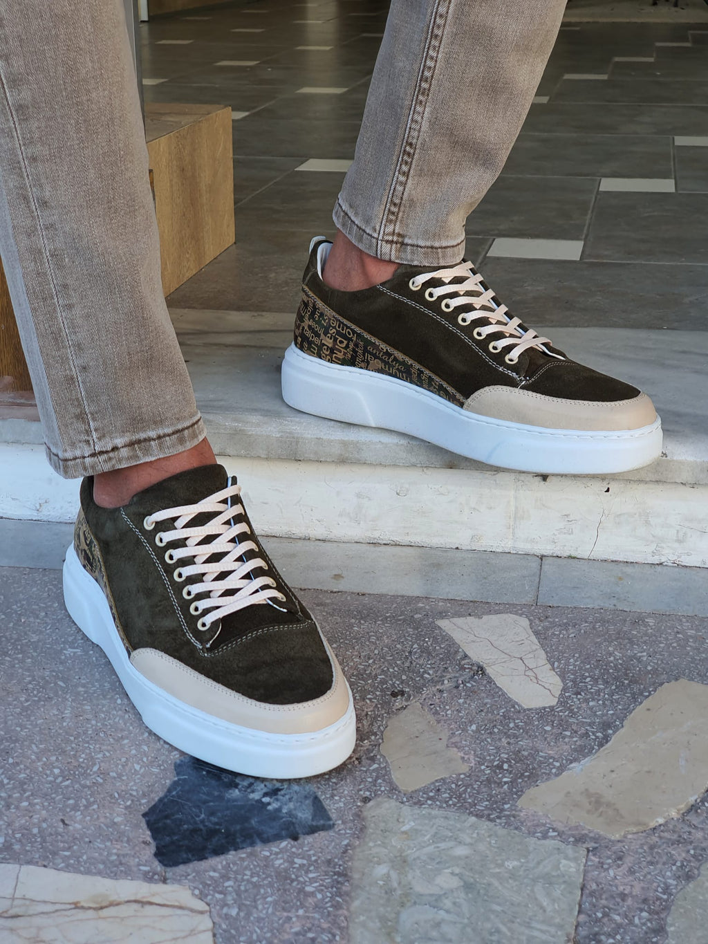 Sardinelli Mantua Khaki High-Top Suede Sneakers