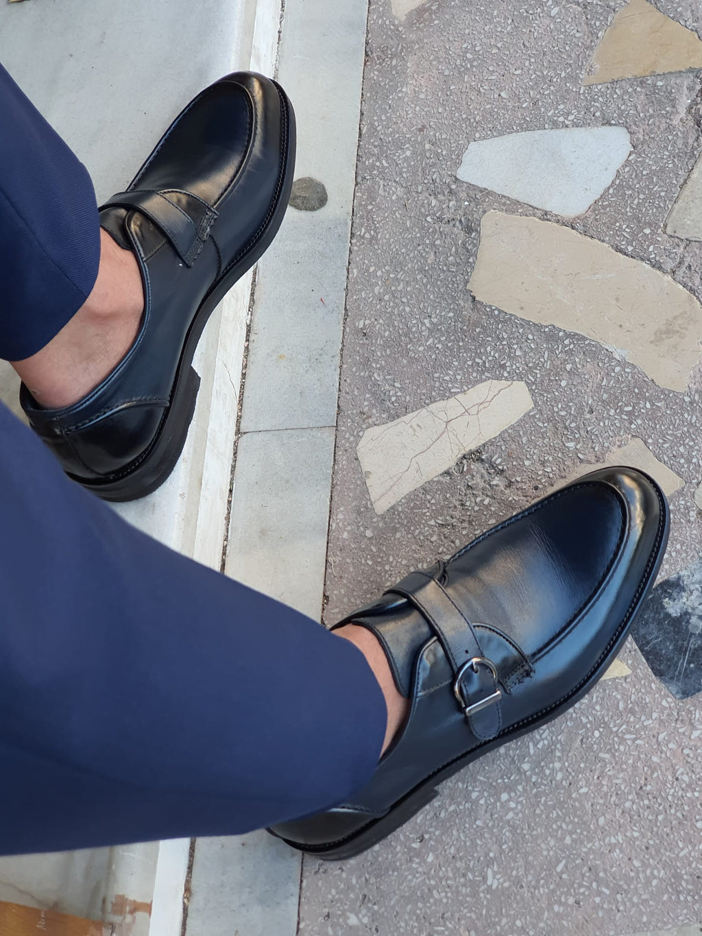 Sardinelli Mantua Navy Blue Buckle Loafers