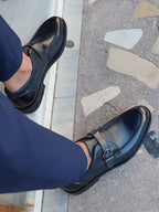 Sardinelli Mantua Navy Blue Buckle Loafers