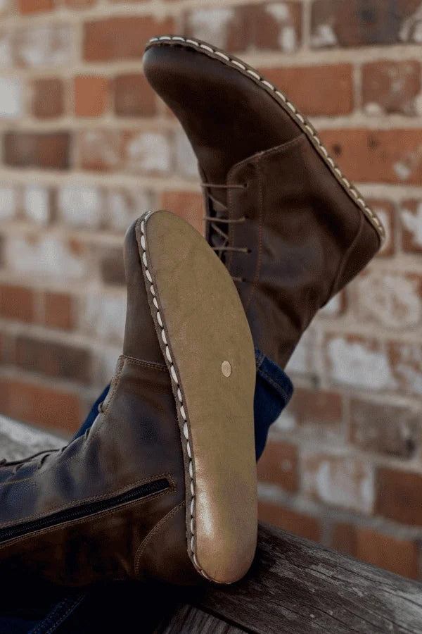 Sardinelli Men's Coffee Brown Barefoot High Ankle Boots