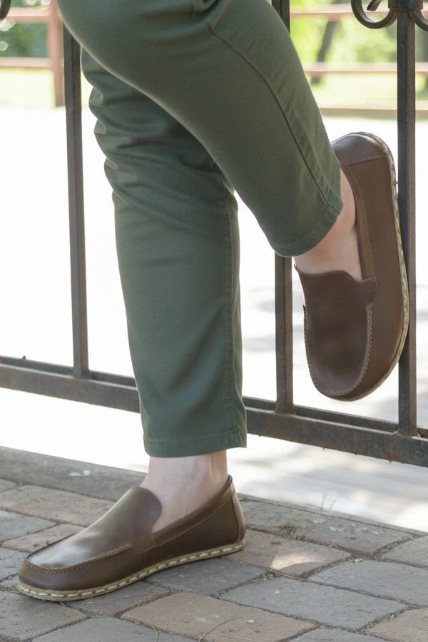 Coffee Brown Leather Moccasins