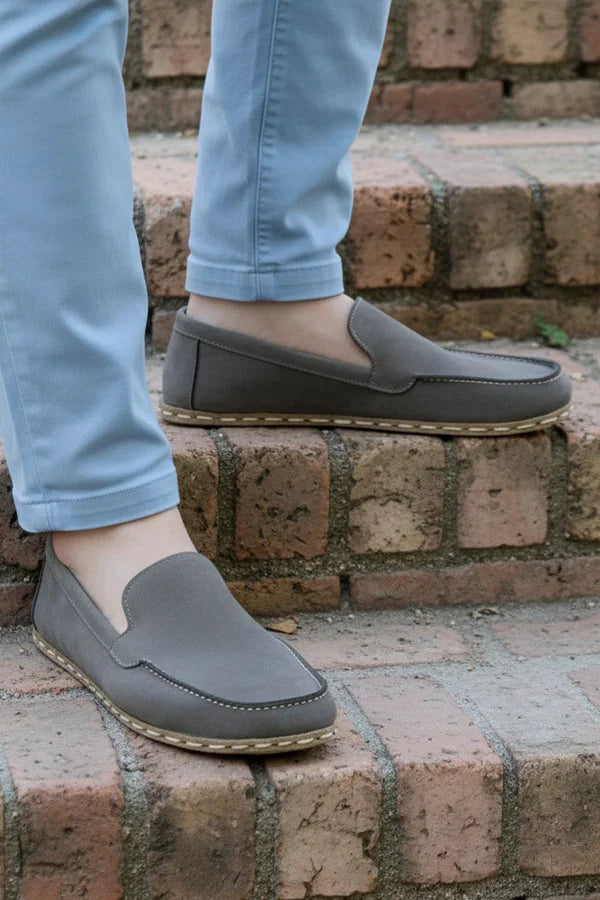 Gray Nubuck Barefoot Moccasins for Men