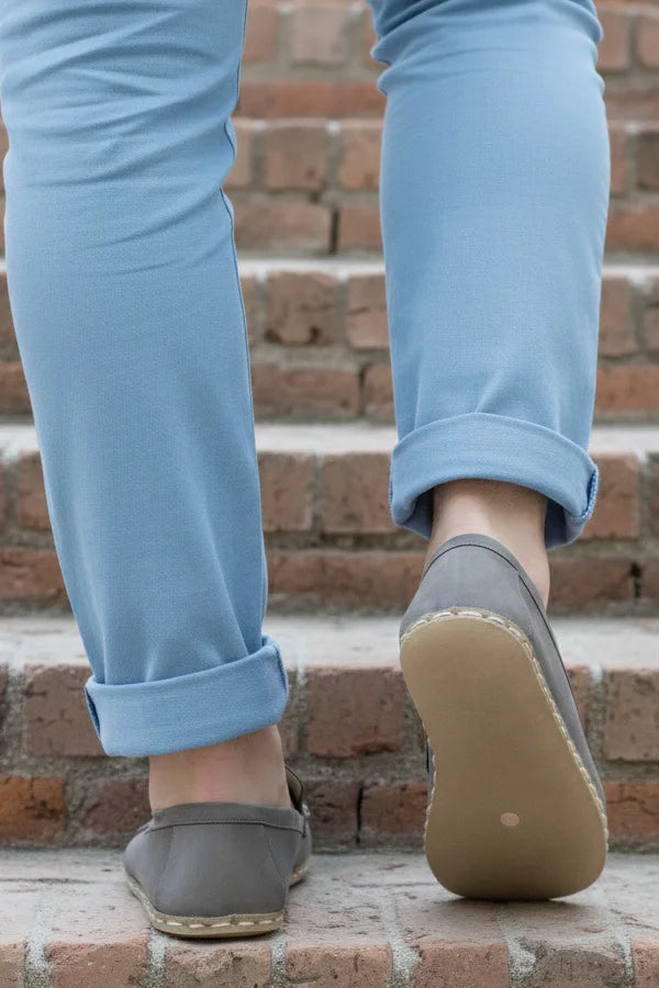 Gray Nubuck Leather Moccasins