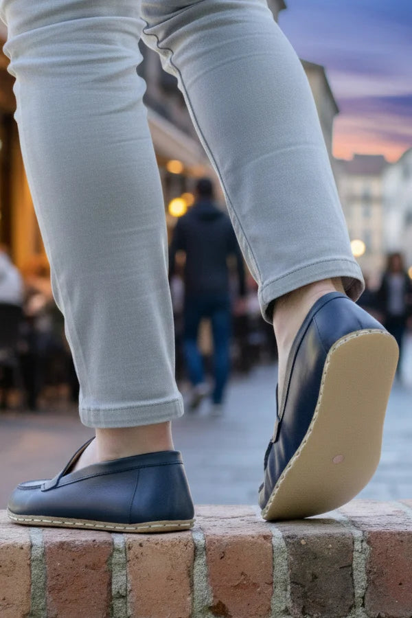 Navy Blue Barefoot Moccasins for Men