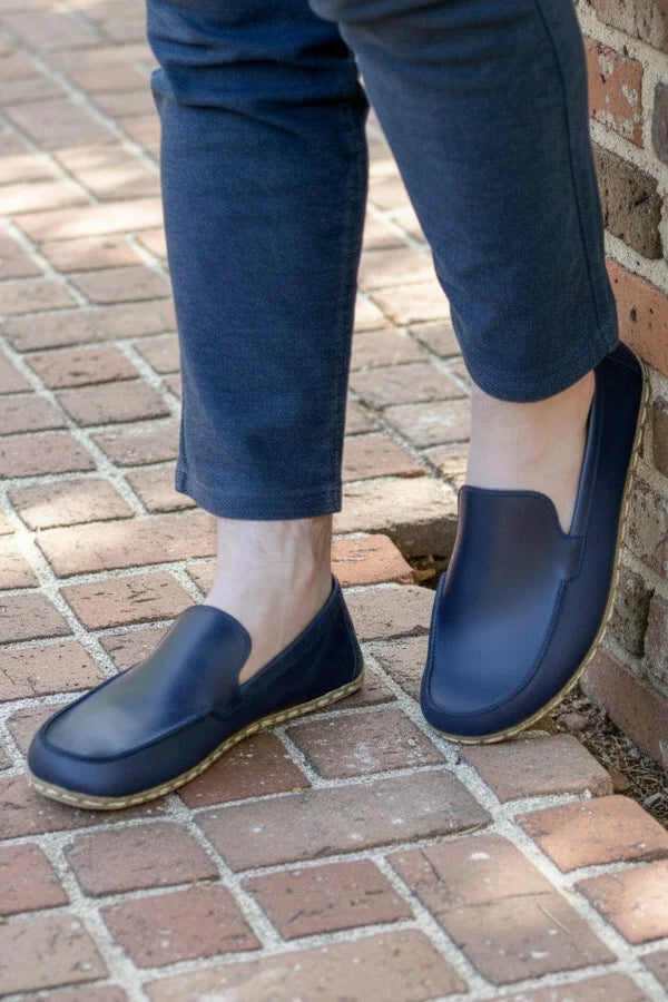 Men's Navy Blue Barefoot Moccasins