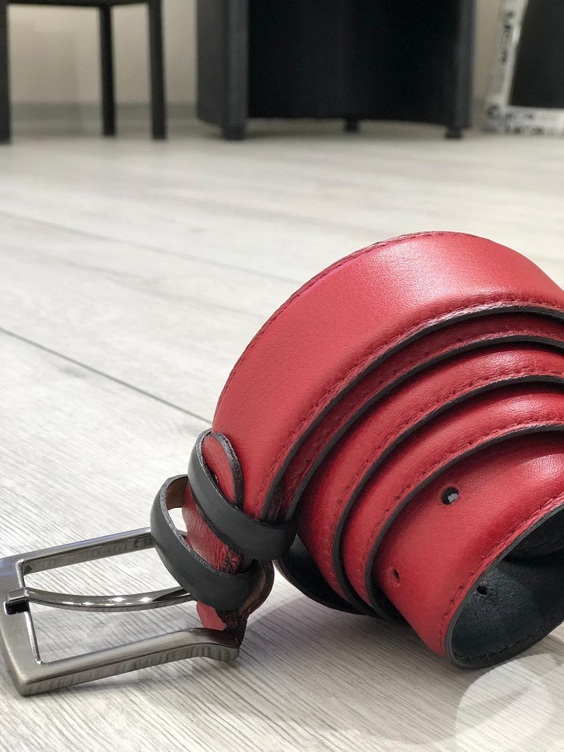 Sardinelli Milan Faux Leather Belt – Red