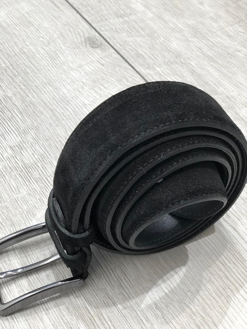 Sardinelli Naples Suede Leather Belt – Black
