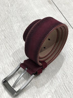 Sardinelli Naples Suede Leather Belt – Claret Red