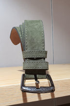 Sardinelli Naples Suede Leather Belt – Khaki