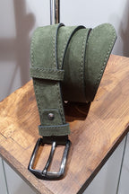 Sardinelli Naples Suede Leather Belt – Khaki