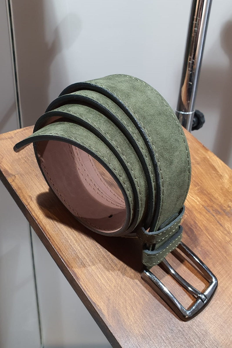 Sardinelli Naples Suede Leather Belt – Khaki