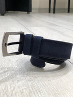 Sardinelli Naples Suede Leather Belt – Navy Blue