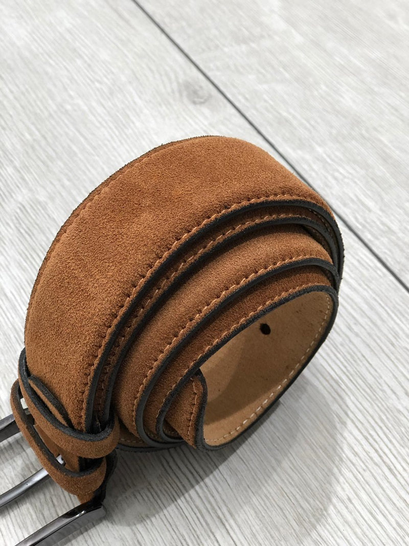 Sardinelli Naples Suede Leather Belt – Tan