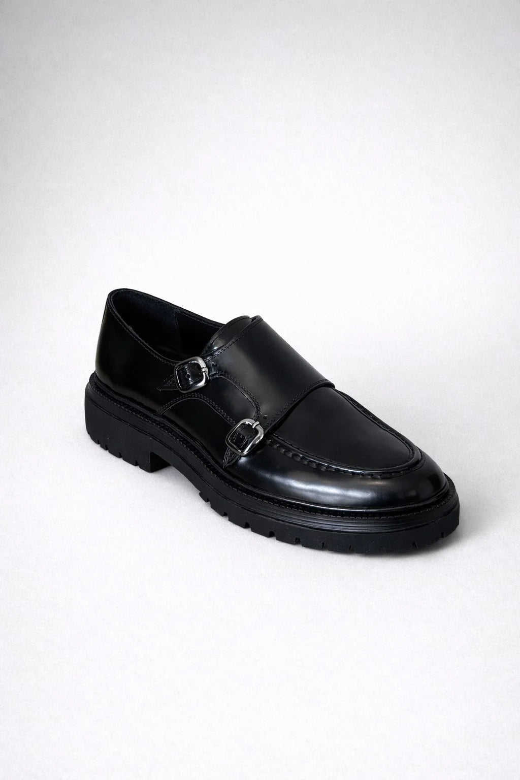 Pamplona Black Buckle Shoes Luxury for USA Gentlemen