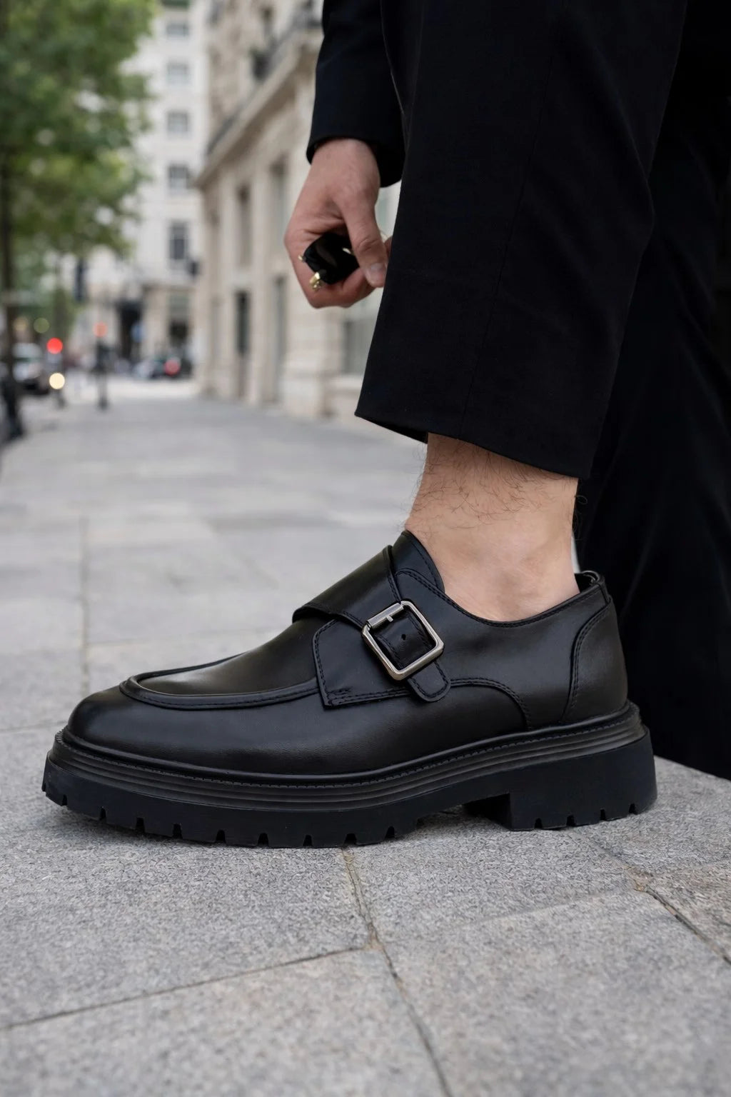 Pamplona Black Buckle Shoes Luxury for USA Gentlemen | Sardinelli   SARDINELLI