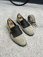 Sardinelli Patras Beige Suede Kilt Loafers