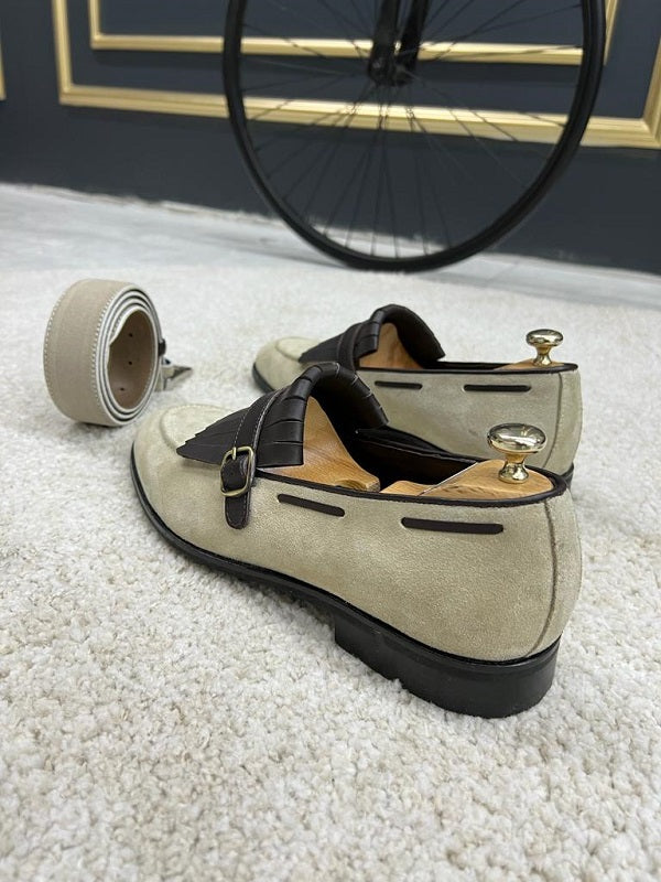 Sardinelli Patras Beige Suede Kilt Loafers