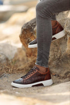 Sardinelli Patras Brown Crocodile Pattern Sneakers
