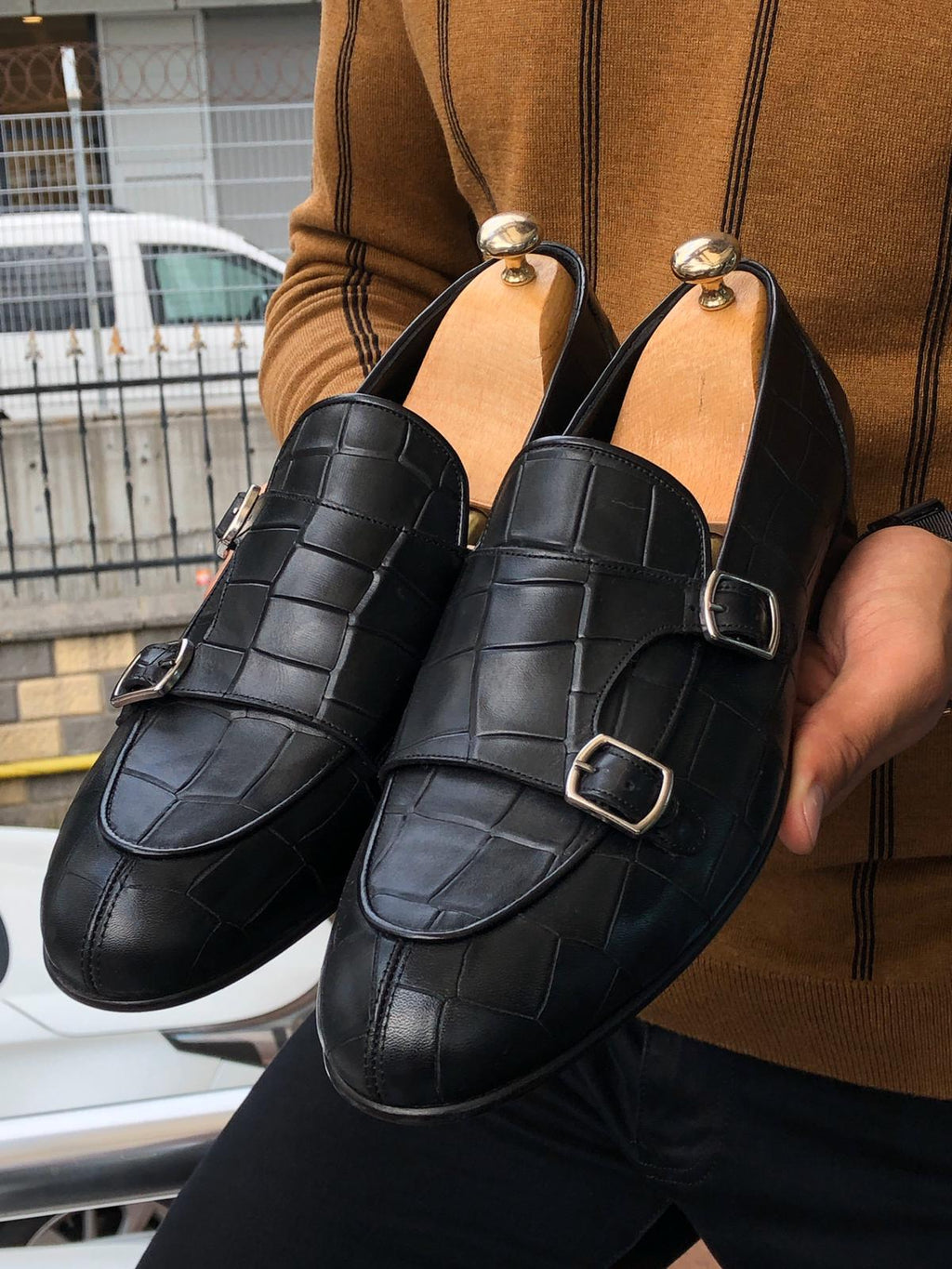 Sardinelli Pescara Black Double Monk Strap Loafer